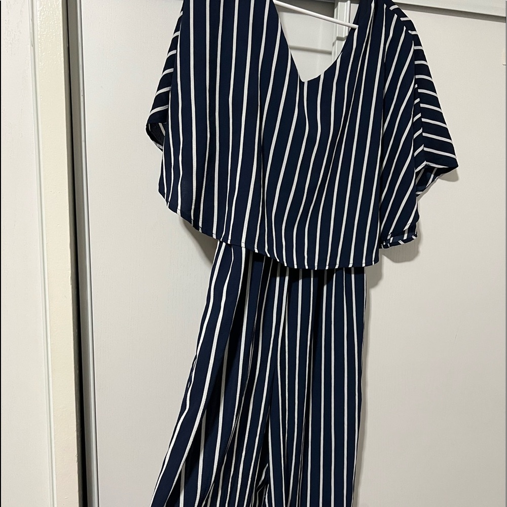 Strip blue and white romper